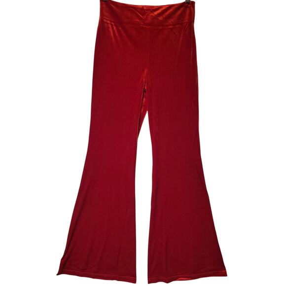 ModCloth Loving the Lux Life Red Velvet Wide-Leg Flare Pants Hippie Festival - S - Picture 1 of 7